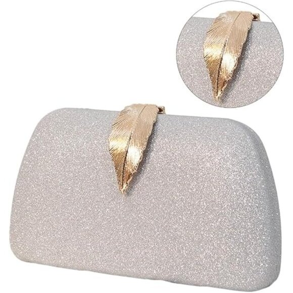 Evening Bag Clutch Purse Shoulder Sparkling Party Handbag Silver Gold - Picture 2 of 6
